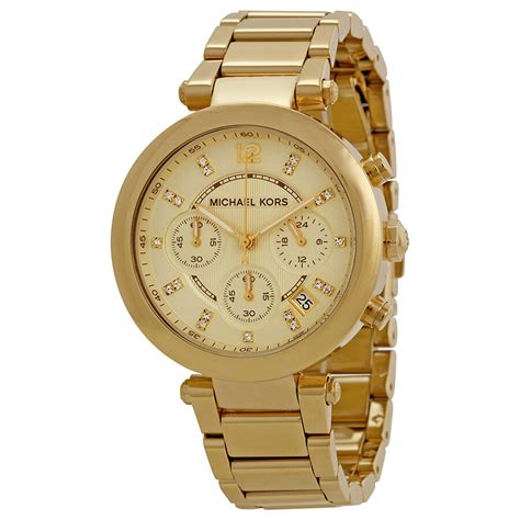 gold ladies parker chronograph michael kors watch